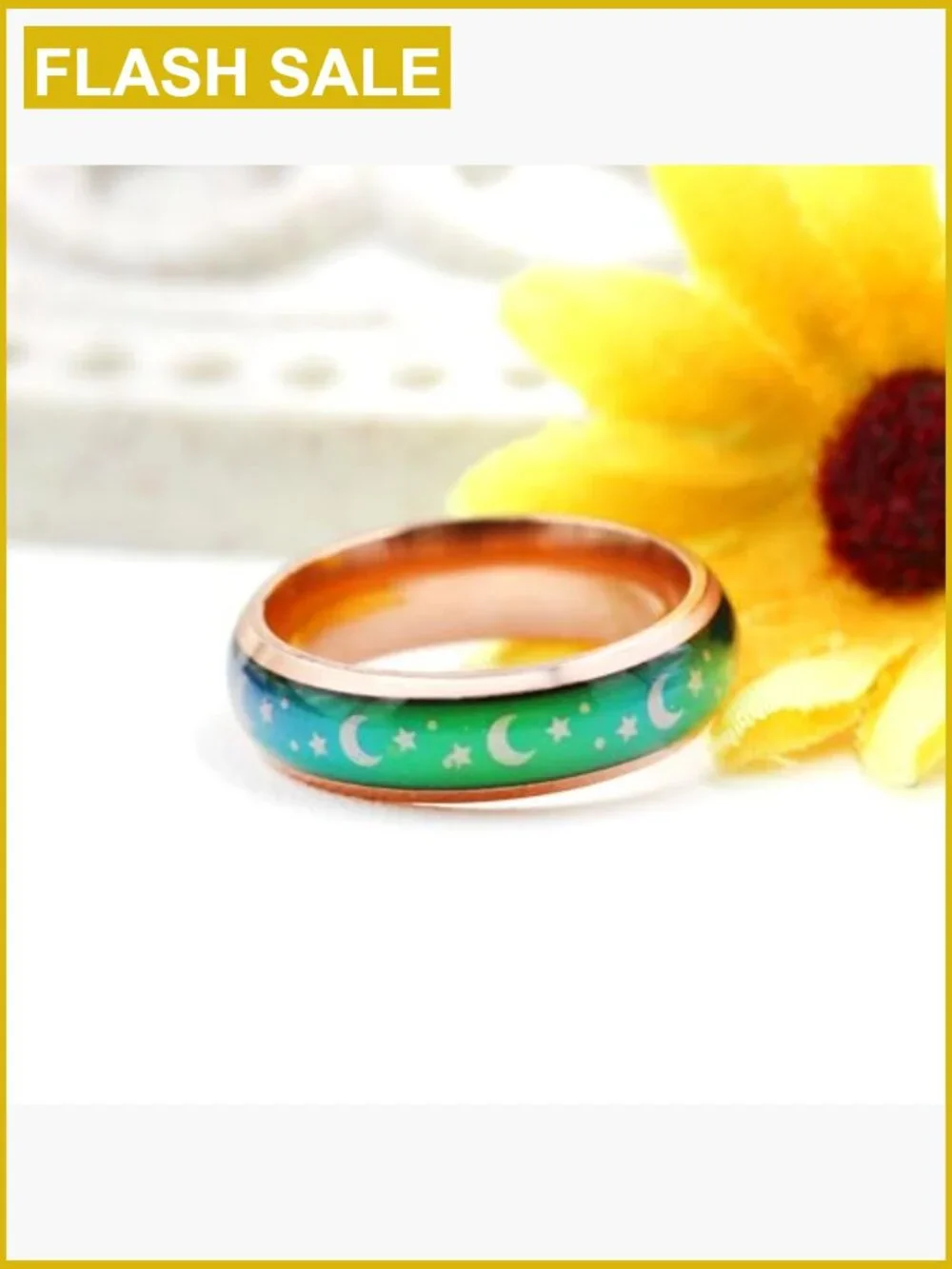 Temperature Sensitive Color Changing Mood Ring Stainless Steel Band
